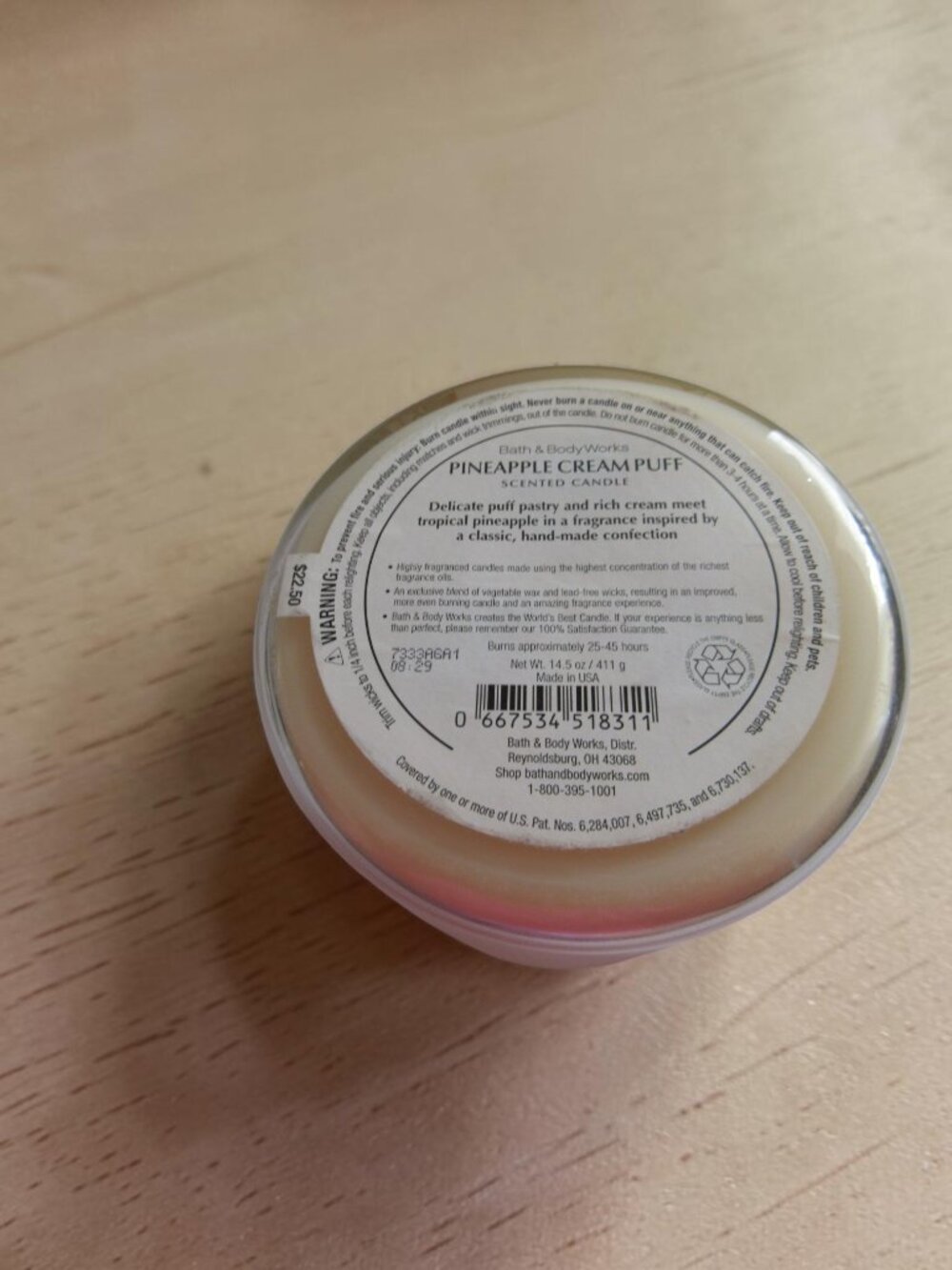 Bath & Body Works, 3-Wick Candle, PINEAPPLE CREAMPUFF, NWT - DELICIOUS! - Picture 4 of 4